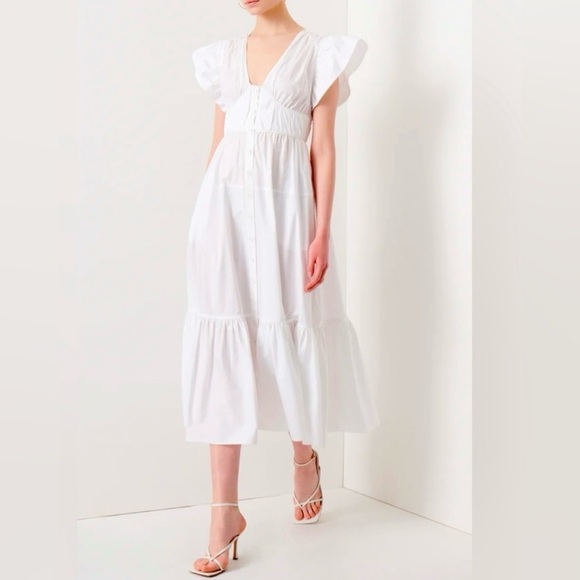 New! DEREK LAM 10 CROSBY Greta Ruffle White Dress 🤍 size 2 NWT! - Picture 2 of 15